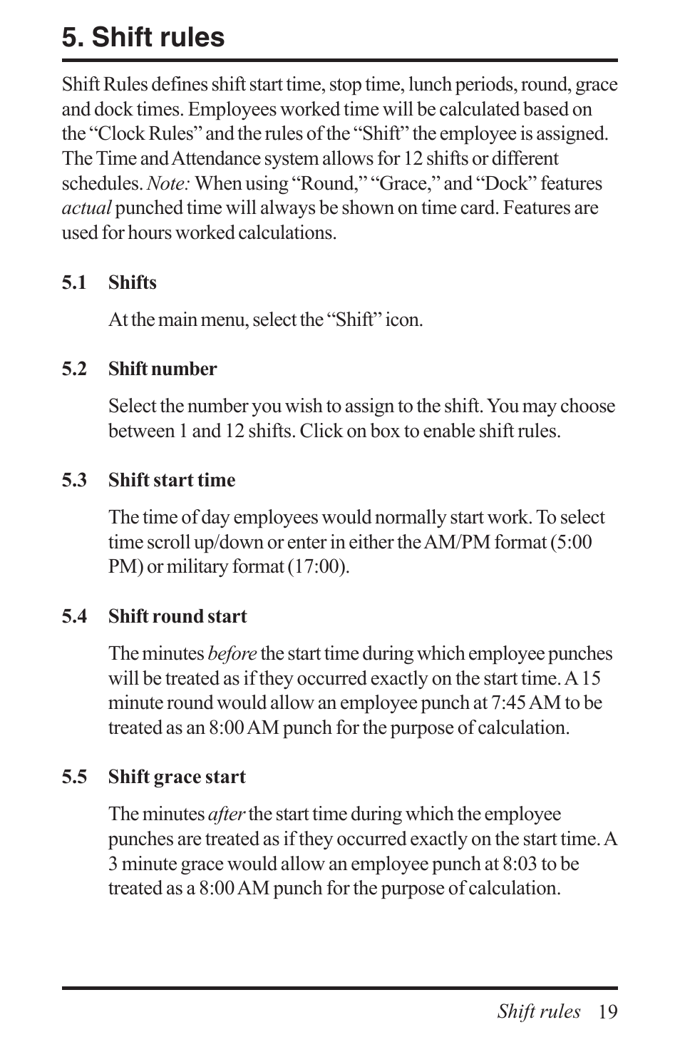 Shift rules | Acroprint Time Q +Plus User Manual | Page 19 / 56