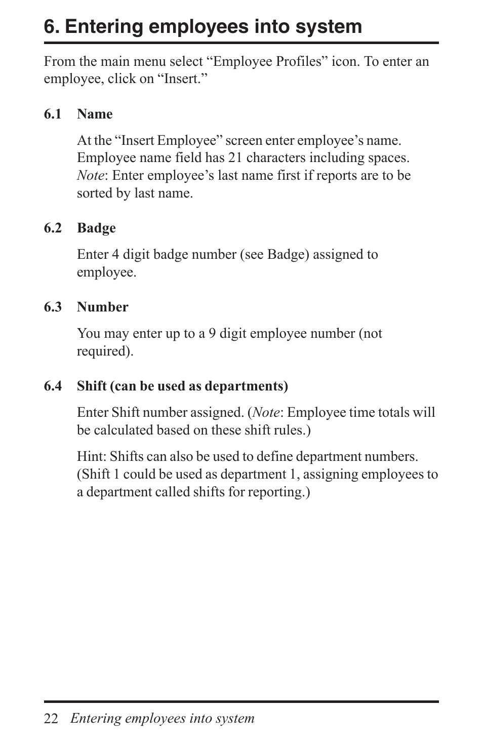 Entering employees into system | Acroprint Time Q +Plus User Manual | Page 22 / 56