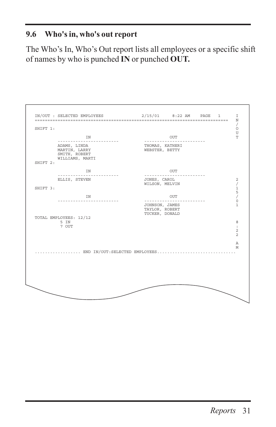 Reports | Acroprint Time Q +Plus User Manual | Page 31 / 56