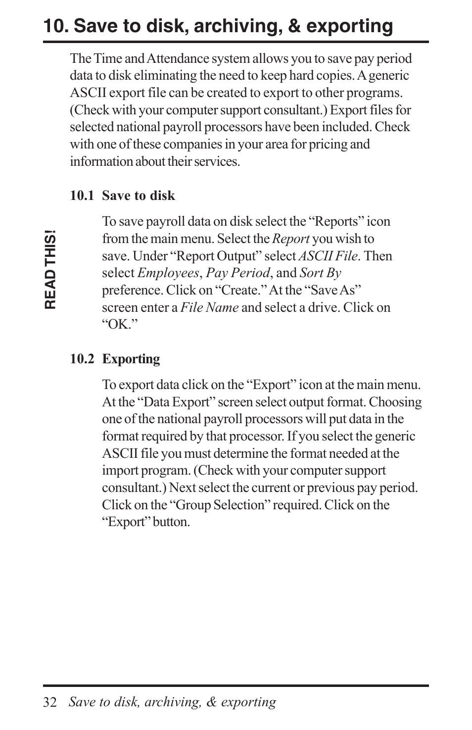 Save to disk, archiving, & exporting | Acroprint Time Q +Plus User Manual | Page 32 / 56