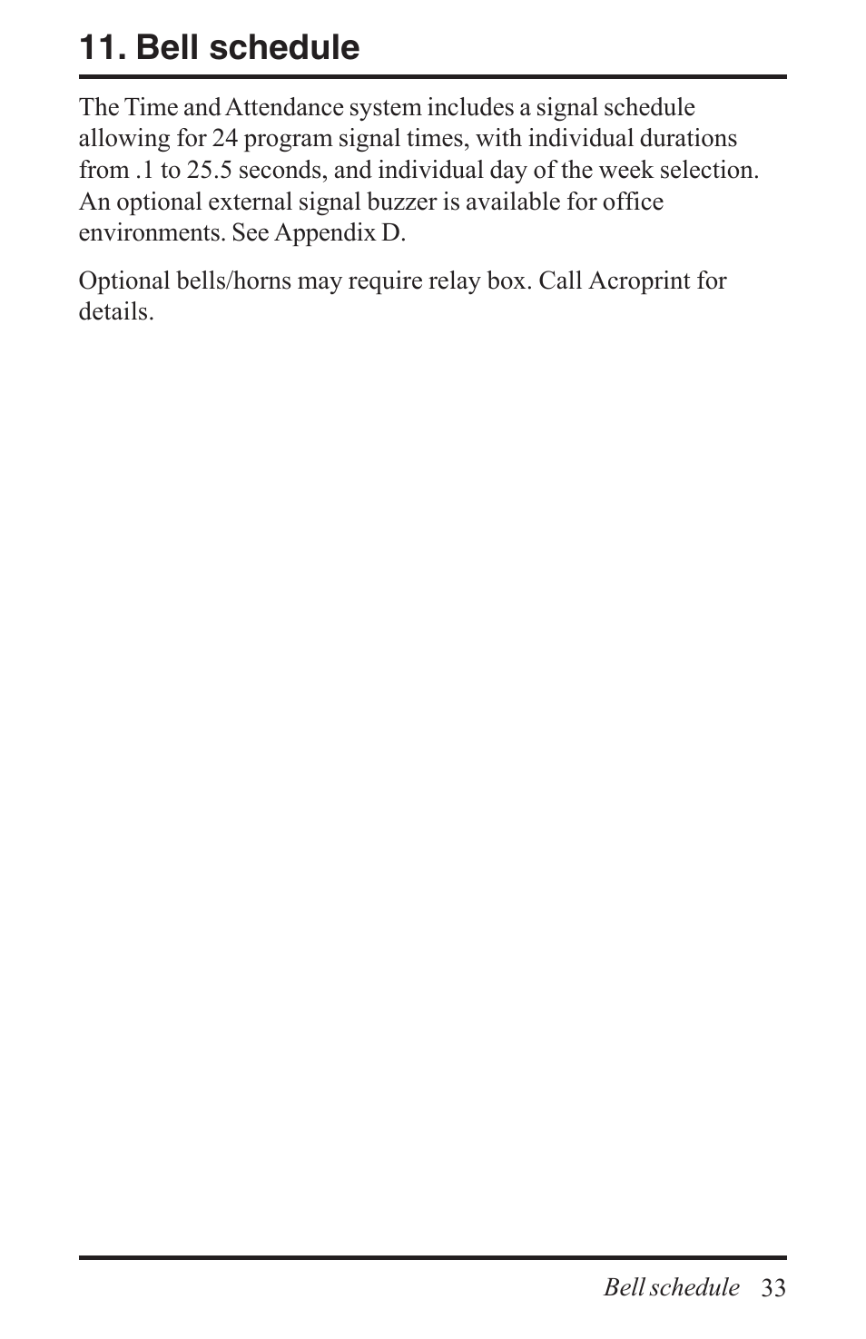 Bell schedule | Acroprint Time Q +Plus User Manual | Page 33 / 56