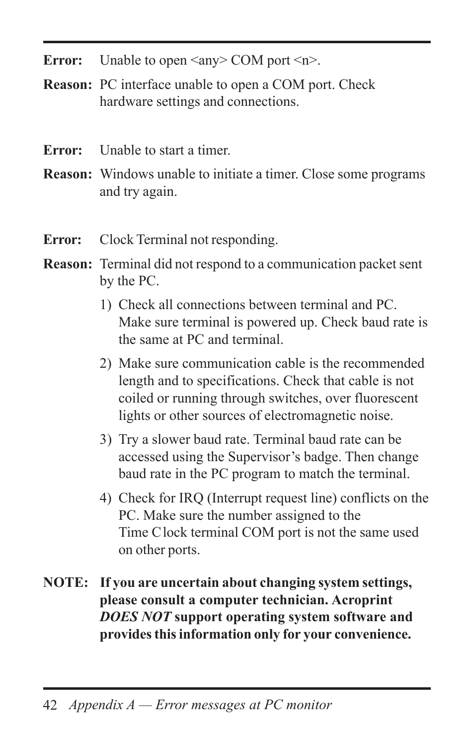 Acroprint Time Q +Plus User Manual | Page 42 / 56