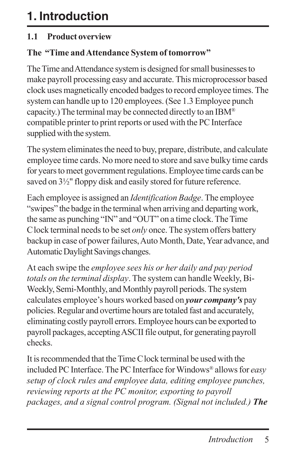 Introduction | Acroprint Time Q +Plus User Manual | Page 5 / 56