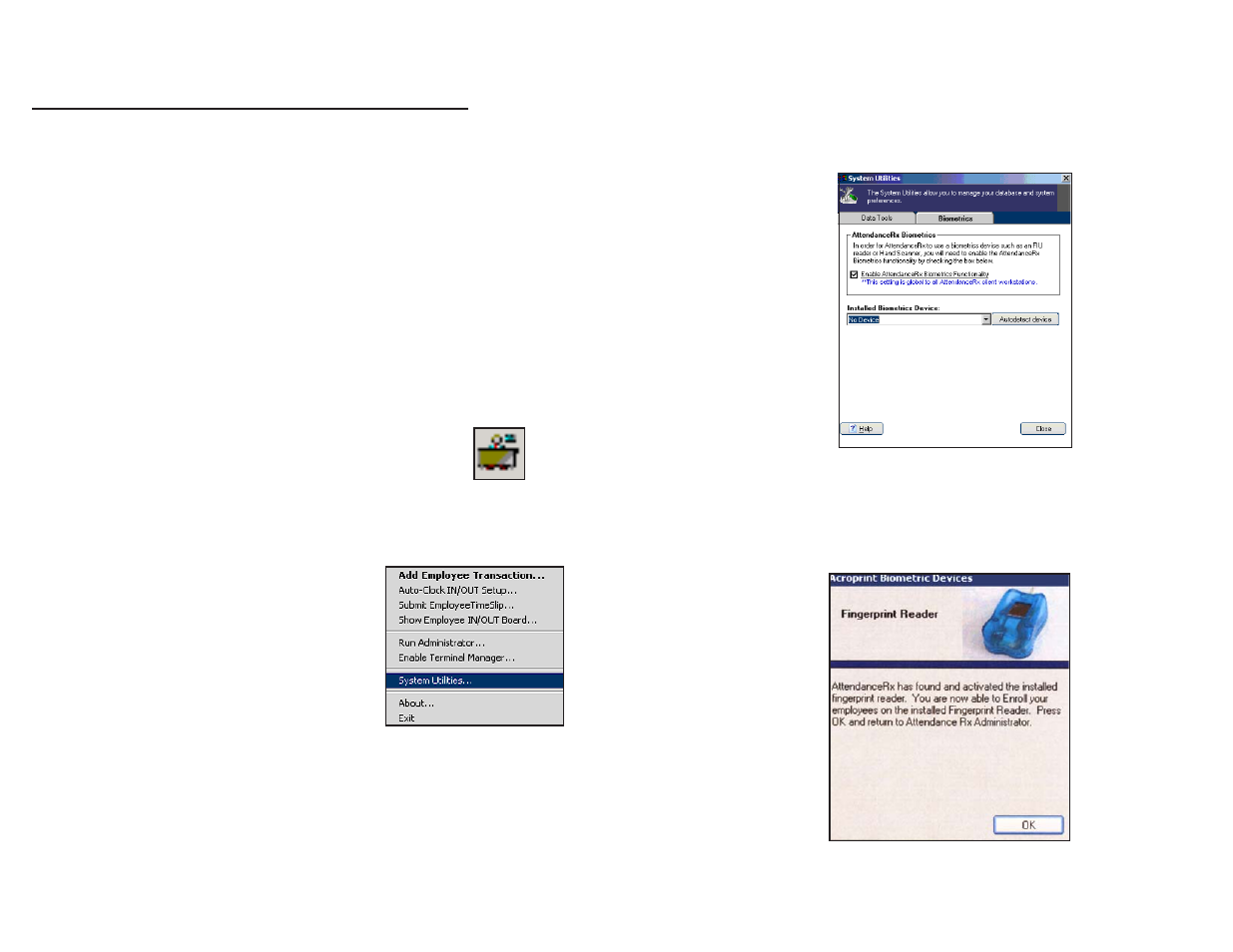 Enable biometrics in the software | Acroprint ATRx Secure PunchIn User Manual | Page 2 / 4