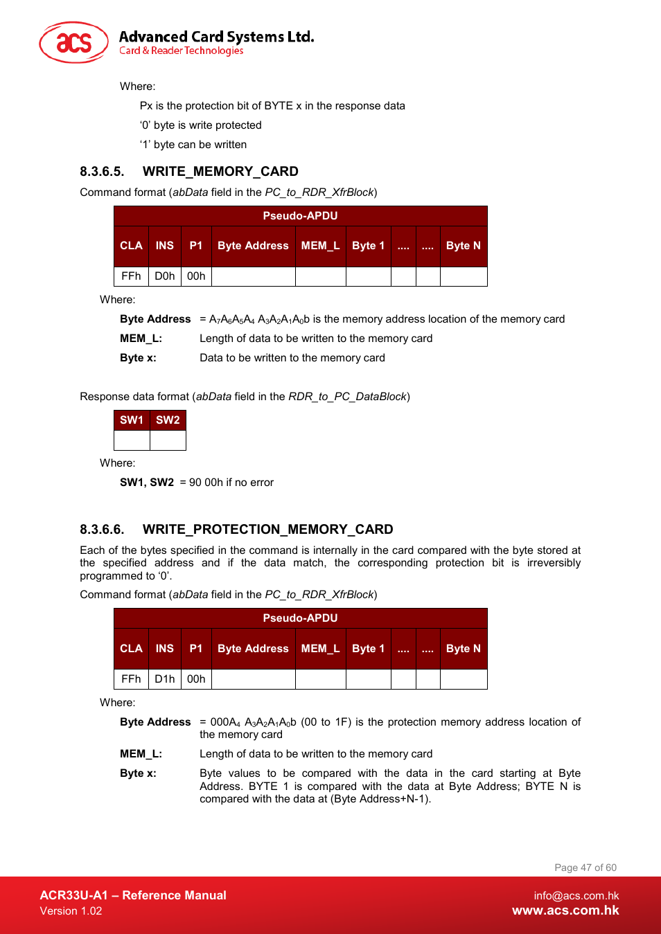 Write_memory_card, Write_protection_memory_card | ACS ACR33U-A1 SmartDuo Smart Card Reader User Manual | Page 47 / 60