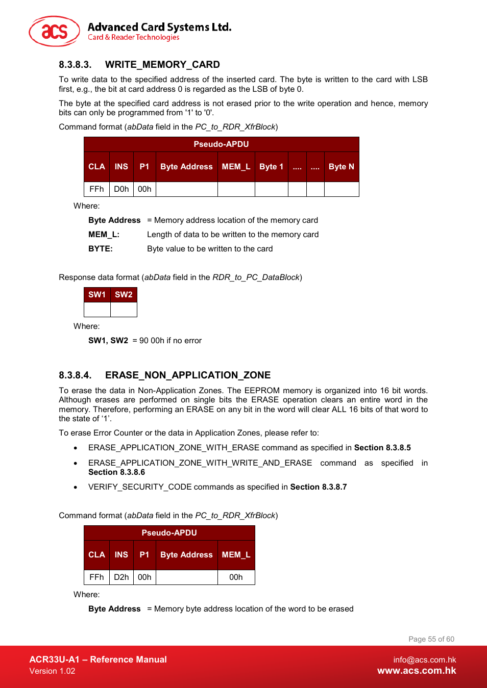 Write_memory_card, Erase_non_application_zone | ACS ACR33U-A1 SmartDuo Smart Card Reader User Manual | Page 55 / 60