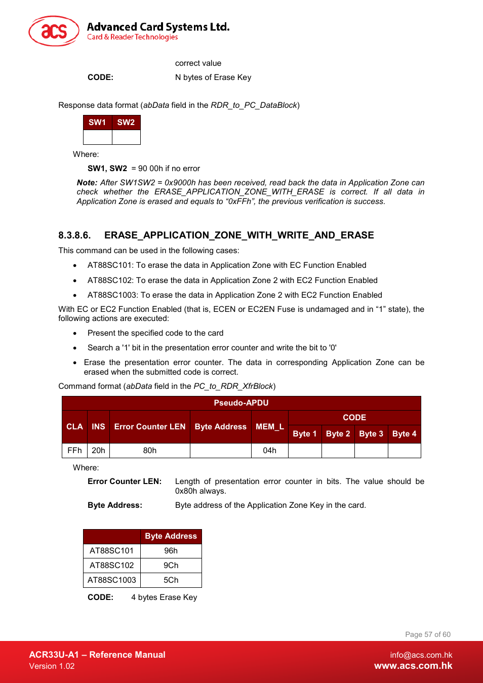 Erase_application_zone_with_write_and_erase | ACS ACR33U-A1 SmartDuo Smart Card Reader User Manual | Page 57 / 60