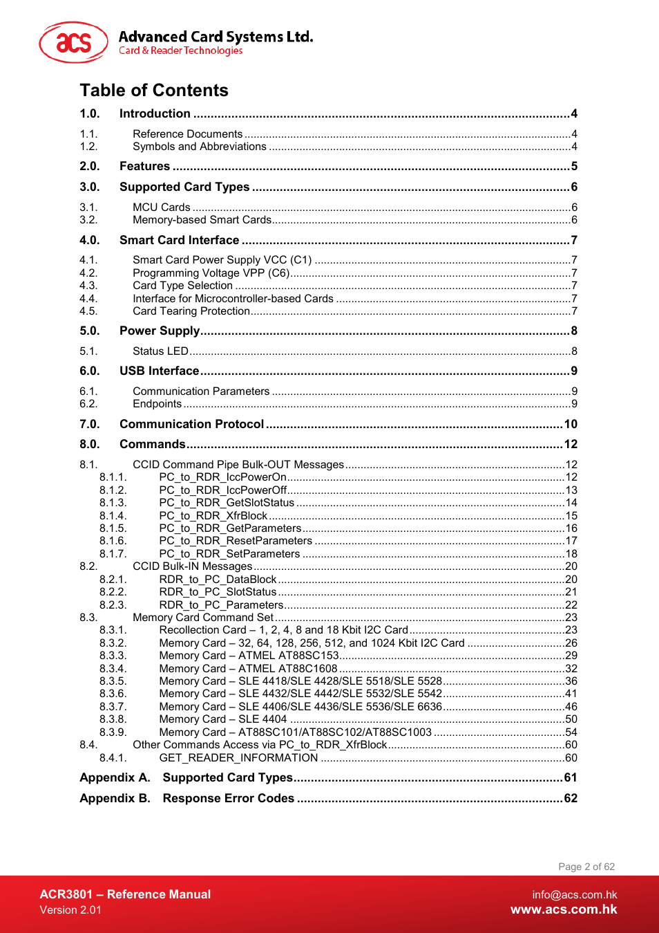 ACS ACR3801 Smart Card Reader User Manual | Page 2 / 62