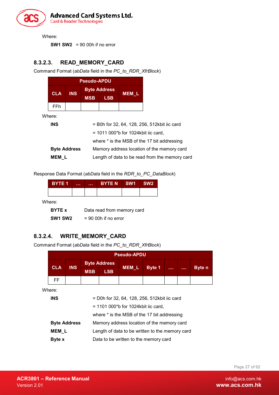 Read_memory_card, Write_memory_card | ACS ACR3801 Smart Card Reader User Manual | Page 27 / 62