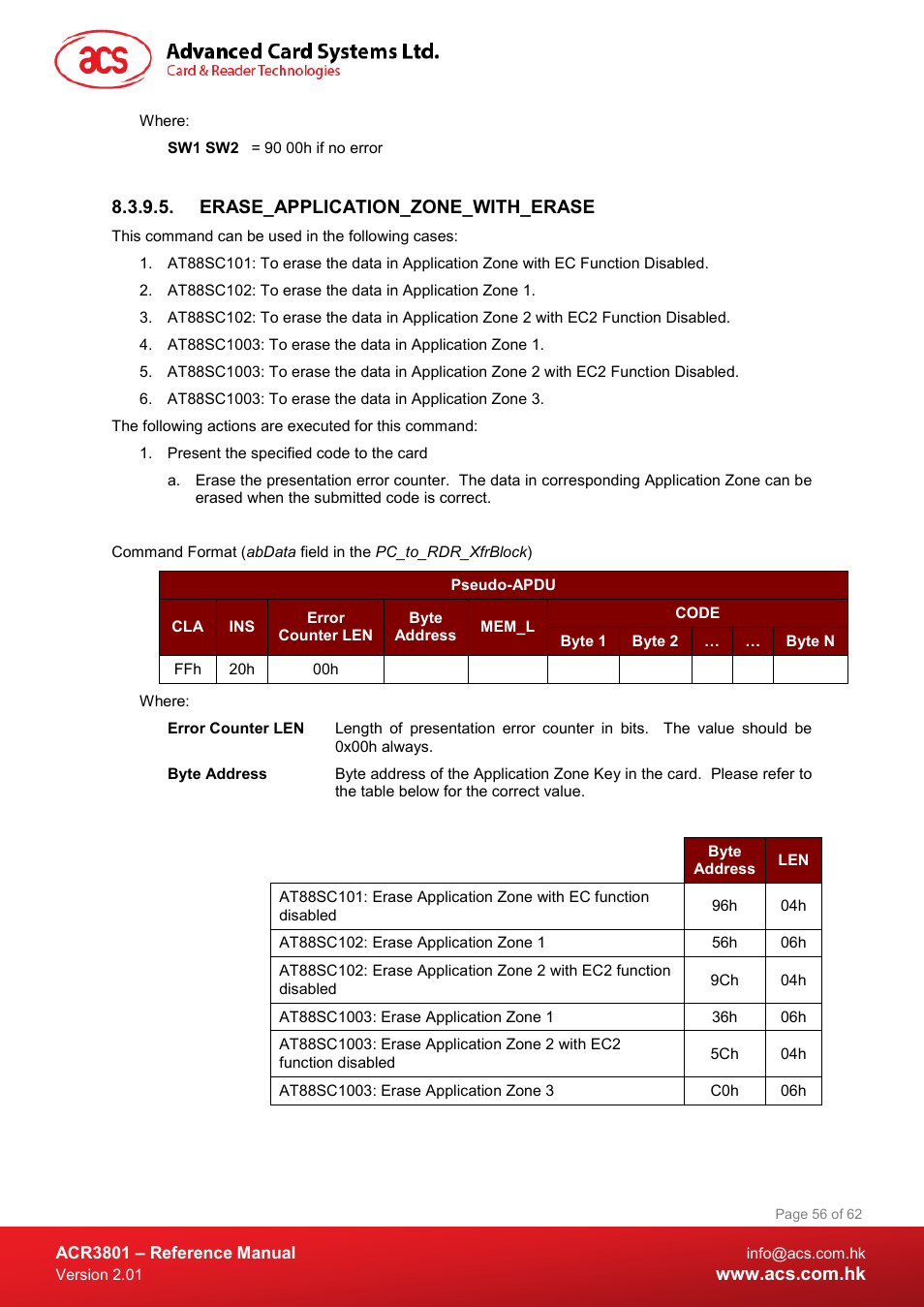 Erase_application_zone_with_erase | ACS ACR3801 Smart Card Reader User Manual | Page 56 / 62