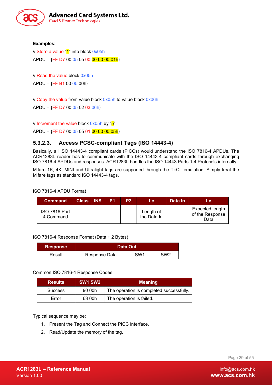 Access pcsc-compliant tags (iso 14443-4) | ACS ACR1283L User Manual | Page 29 / 55