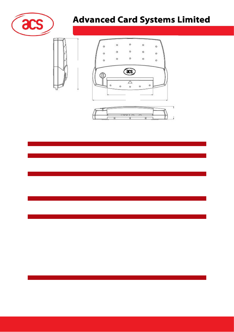 Appendix c: technical specifications, Acr30 | ACS ACK30 Smart Keyboard User Manual | Page 43 / 44