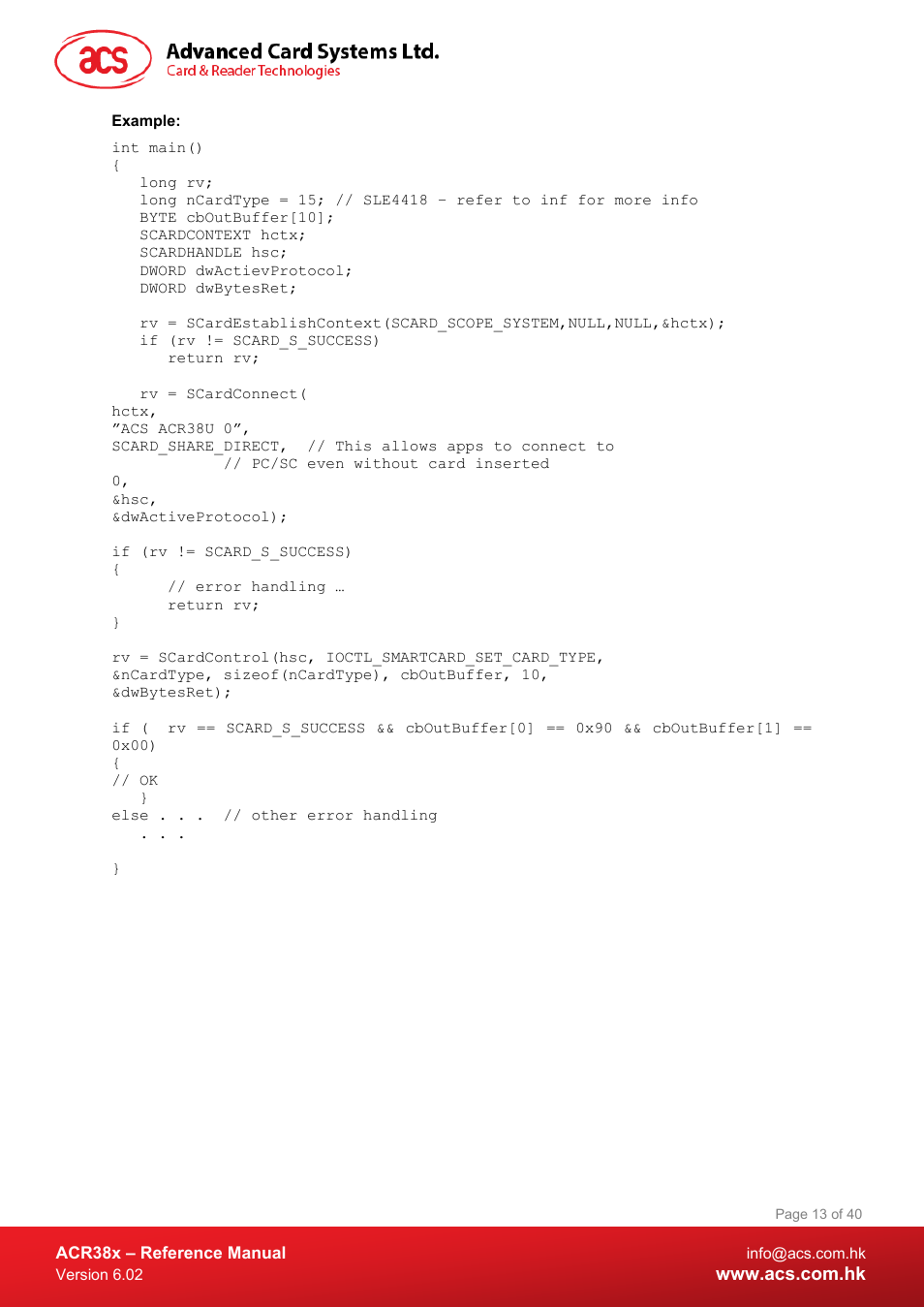 ACS ACR38 SAM Smart Card Reader User Manual | Page 13 / 40