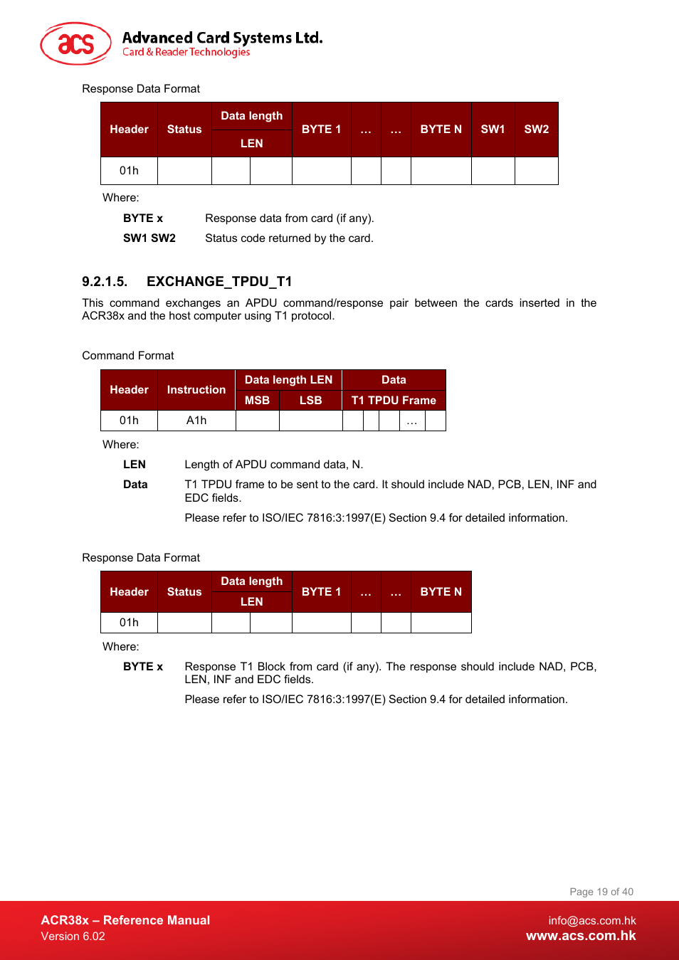 Exchange_tpdu_t1 | ACS ACR38 SAM Smart Card Reader User Manual | Page 19 / 40