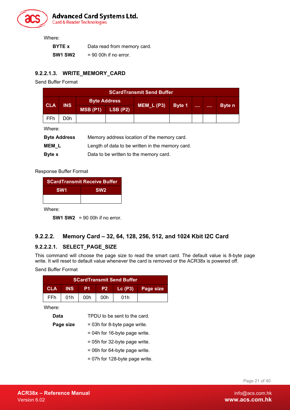 Write_memory_card | ACS ACR38 SAM Smart Card Reader User Manual | Page 21 / 40