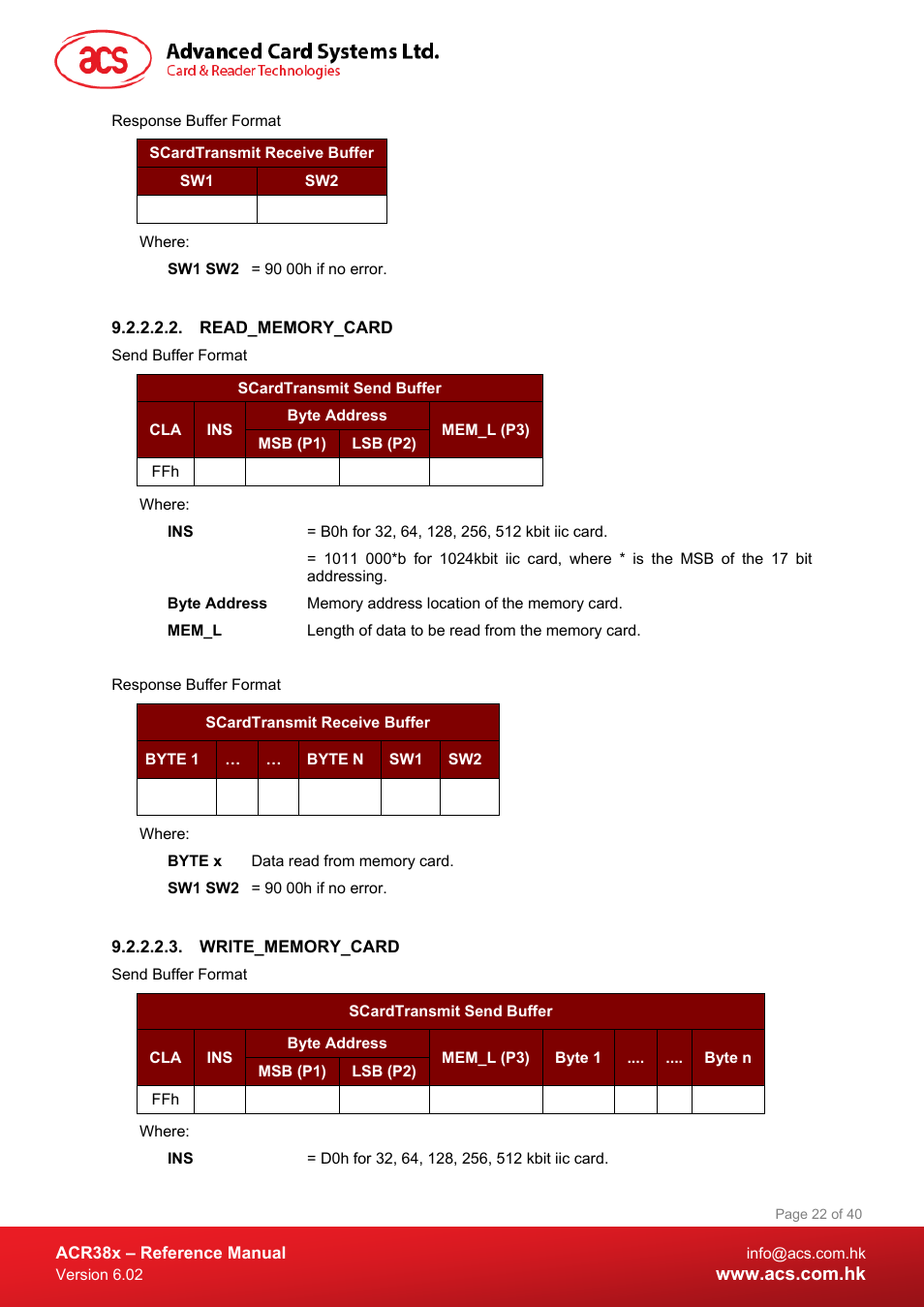 Read_memory_card, Write_memory_card | ACS ACR38 SAM Smart Card Reader User Manual | Page 22 / 40