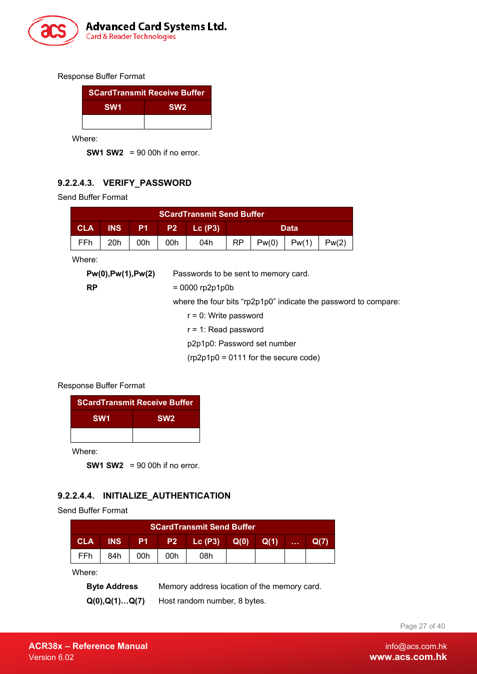 Verify_password, Initialize_authentication | ACS ACR38 SAM Smart Card Reader User Manual | Page 27 / 40