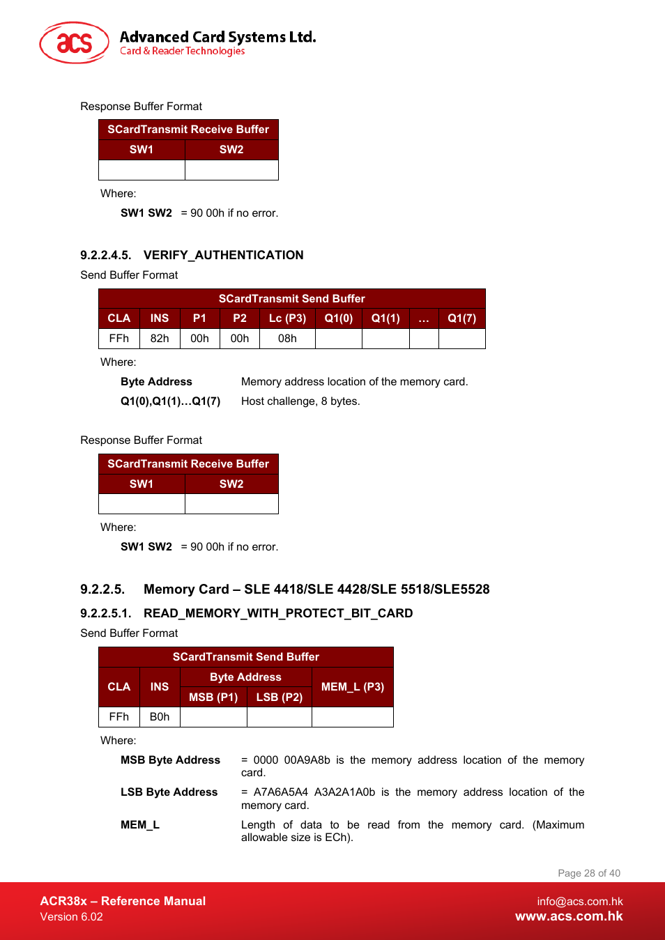 Verify_authentication, Memory card – sle 4418/sle 4428/sle 5518/sle5528, Read_memory_with_protect_bit_card | ACS ACR38 SAM Smart Card Reader User Manual | Page 28 / 40