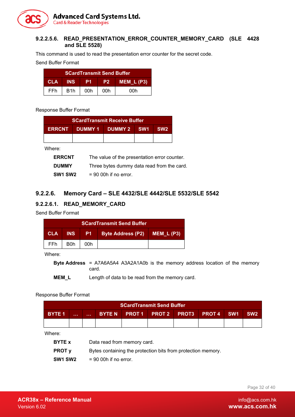 Memory card – sle 4432/sle 4442/sle 5532/sle 5542, Read_memory_card | ACS ACR38 SAM Smart Card Reader User Manual | Page 32 / 40