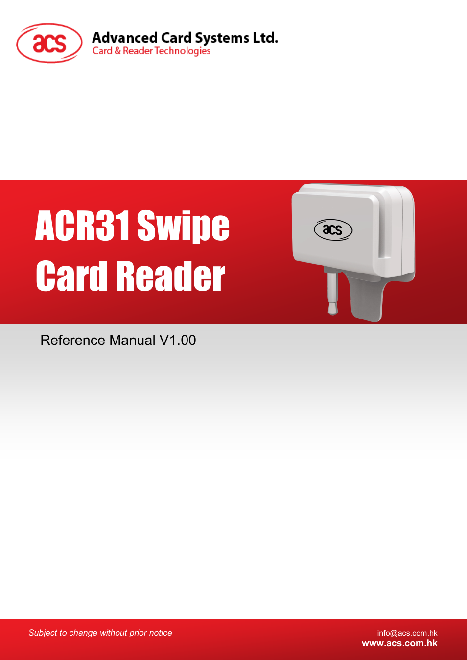 ACS ACR31 Swipe Card Reader User Manual | 19 pages