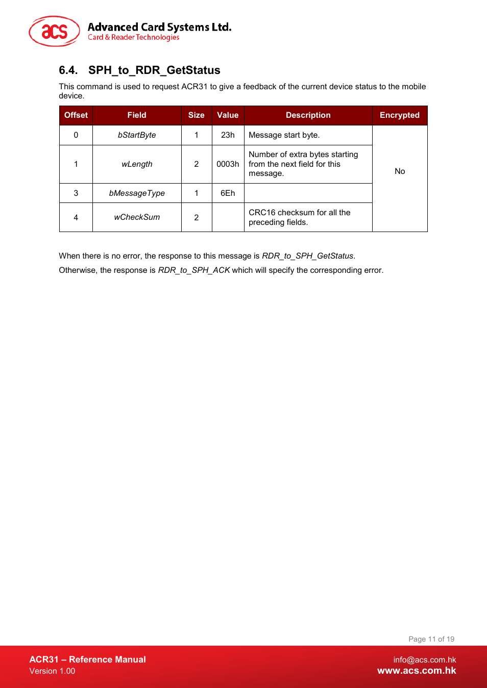 Sph_to_rdr_getstatus | ACS ACR31 Swipe Card Reader User Manual | Page 11 / 19