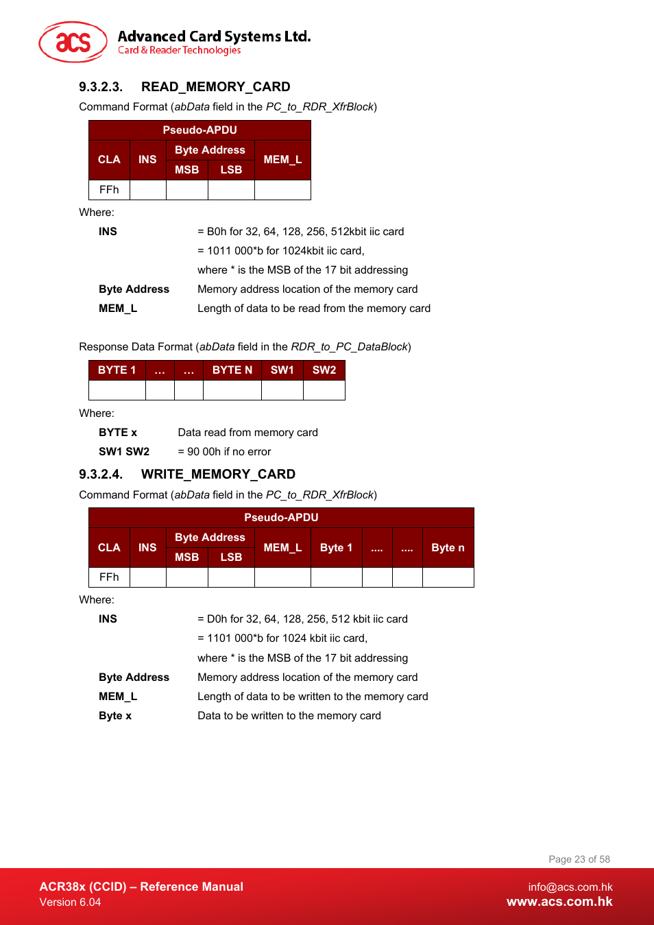 Read_memory_card, Write_memory_card | ACS ACR38K Smart Keyboard User Manual | Page 23 / 58
