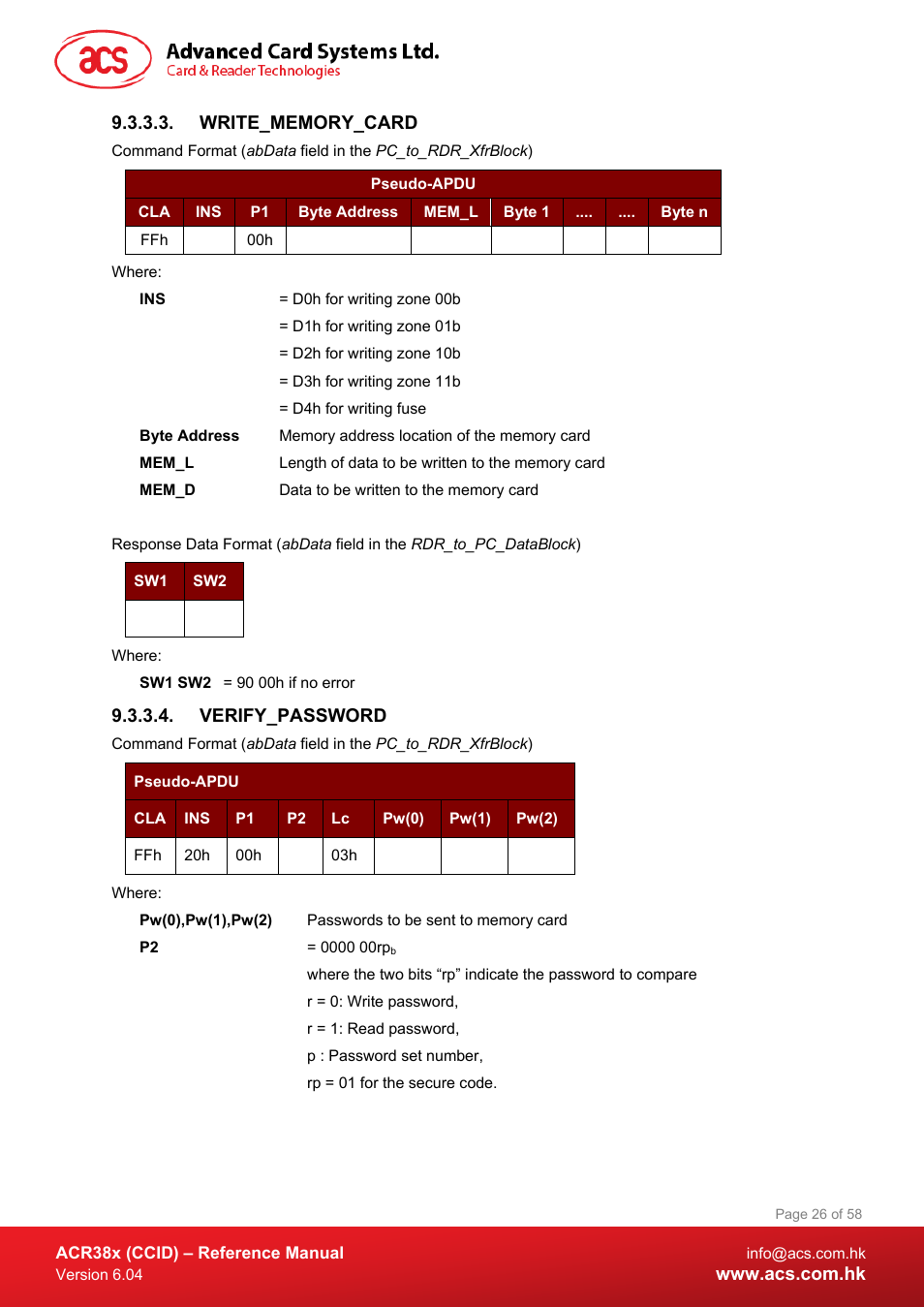 Write_memory_card, Verify_password | ACS ACR38K Smart Keyboard User Manual | Page 26 / 58