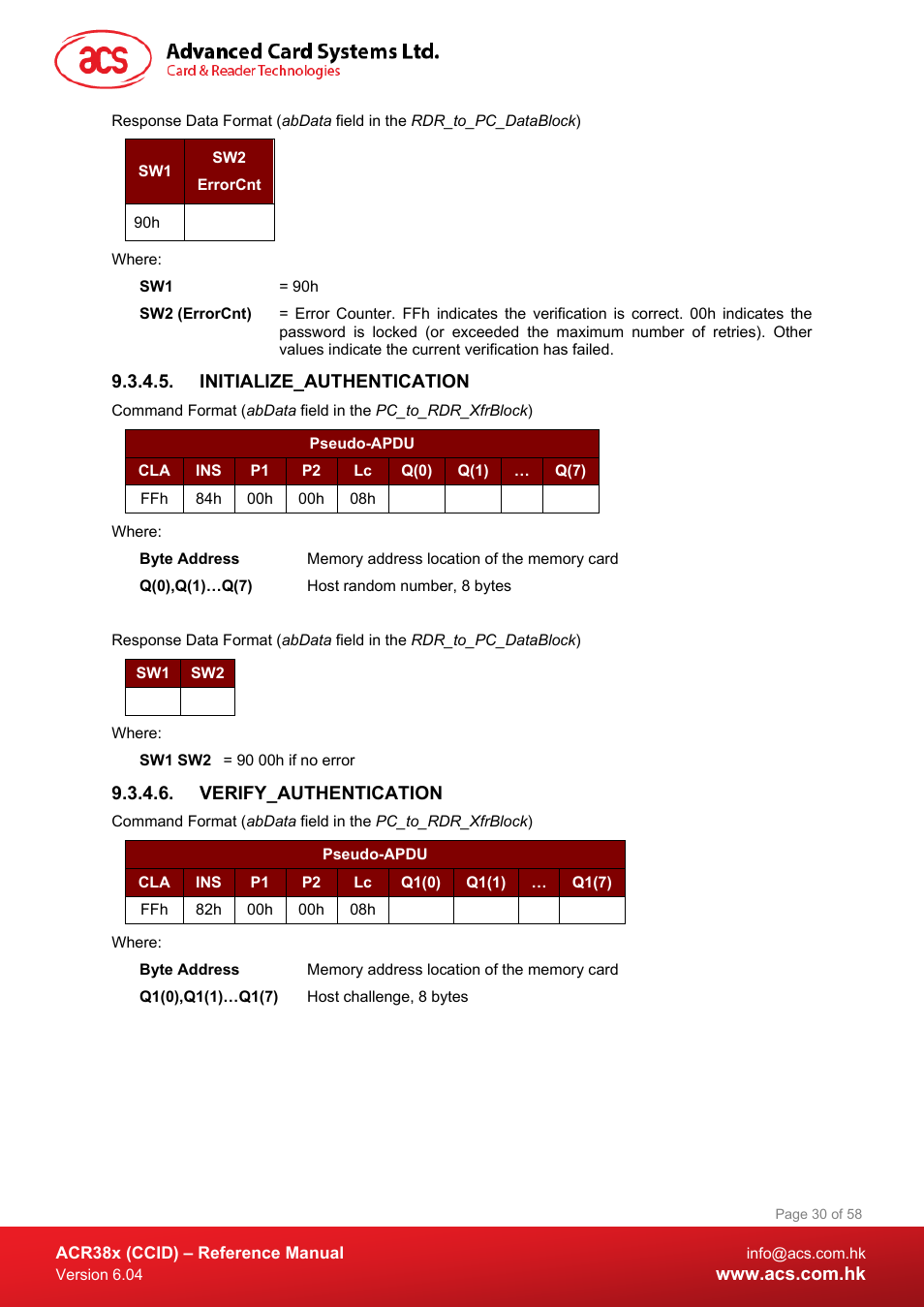 Initialize_authentication, Verify_authentication | ACS ACR38K Smart Keyboard User Manual | Page 30 / 58