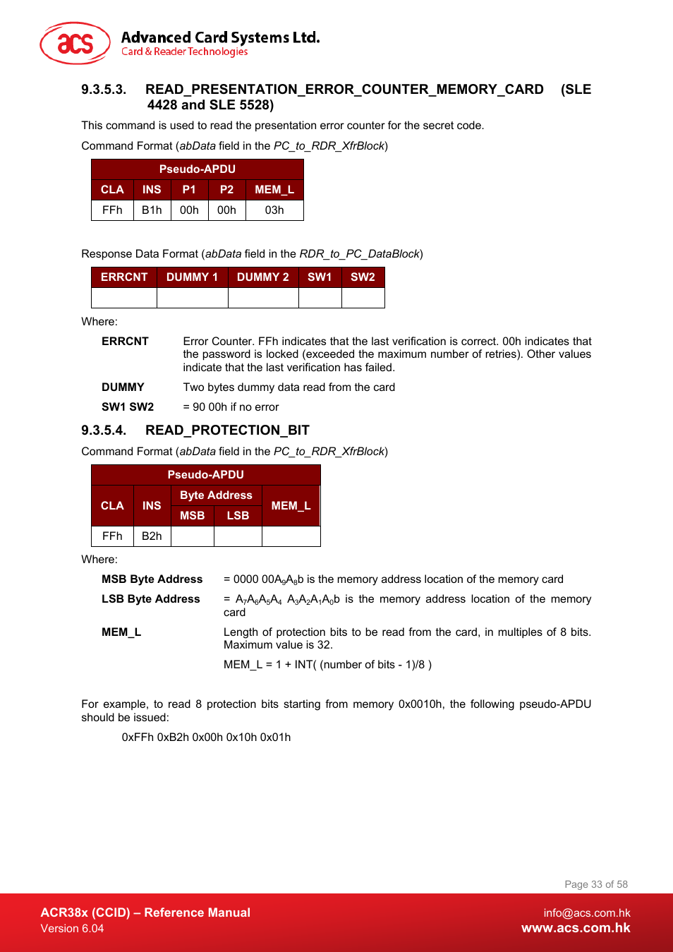 Read_protection_bit | ACS ACR38K Smart Keyboard User Manual | Page 33 / 58