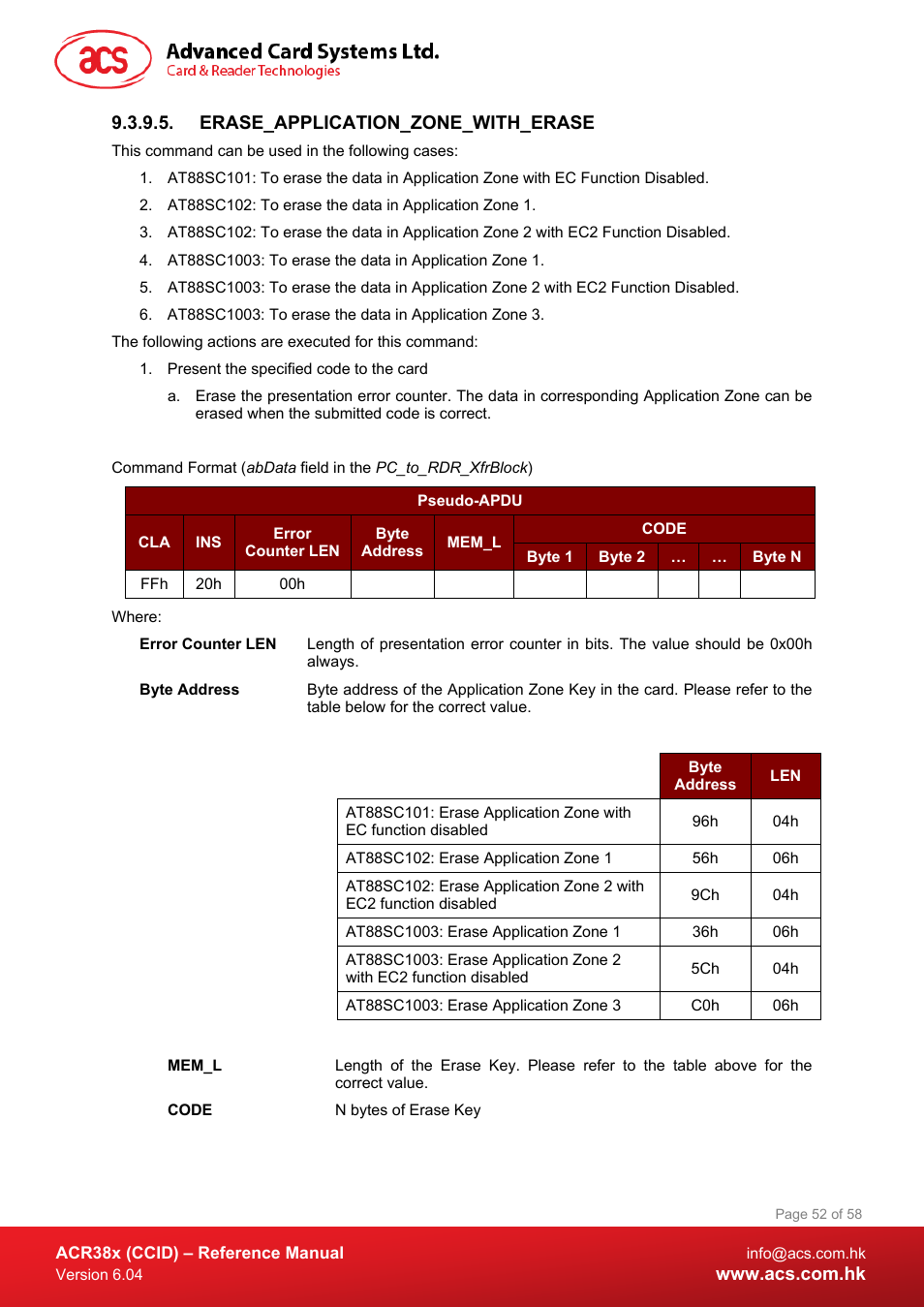 Erase_application_zone_with_erase | ACS ACR38K Smart Keyboard User Manual | Page 52 / 58