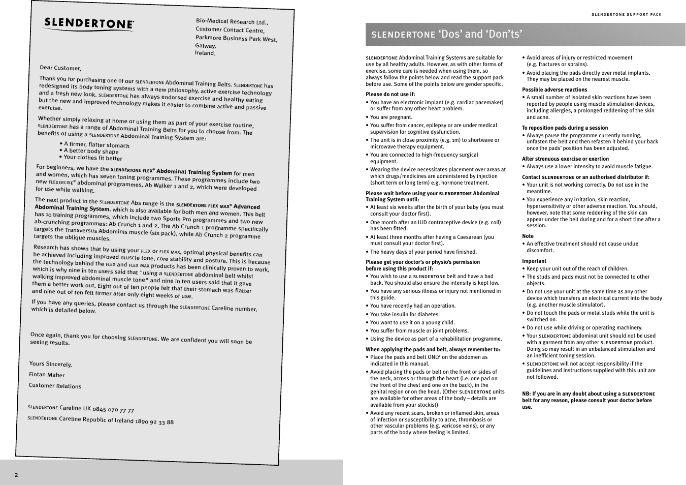 Slendertone ‘dos’ and ‘don’ts | Activeforever Slendertone Flex Pro Unisex Abs User Manual | Page 2 / 7