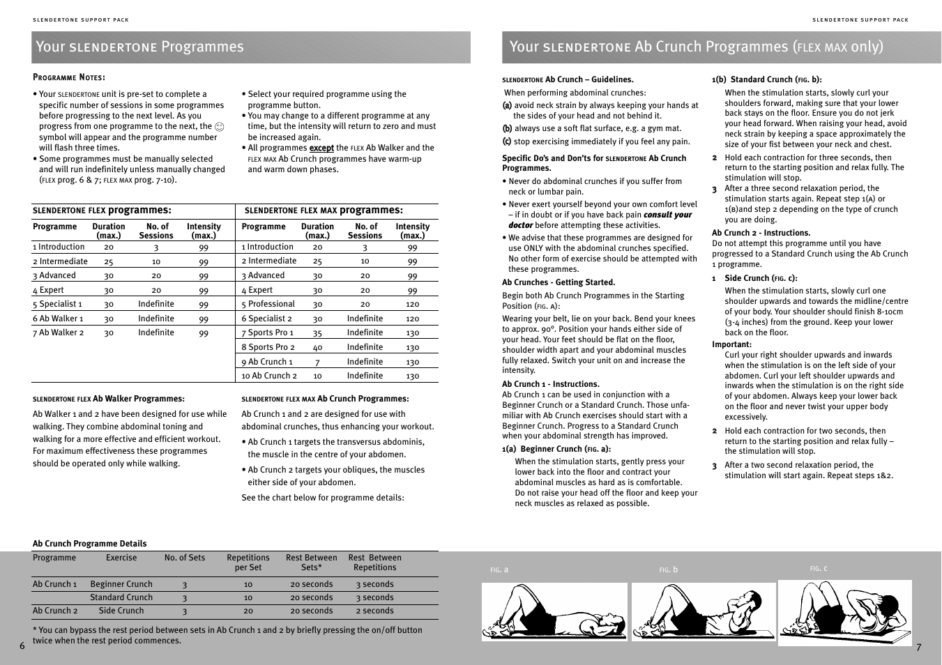 Your slendertone programmes, Your slendertone ab crunch programmes, Only) | Activeforever Slendertone Flex Pro Unisex Abs User Manual | Page 4 / 7