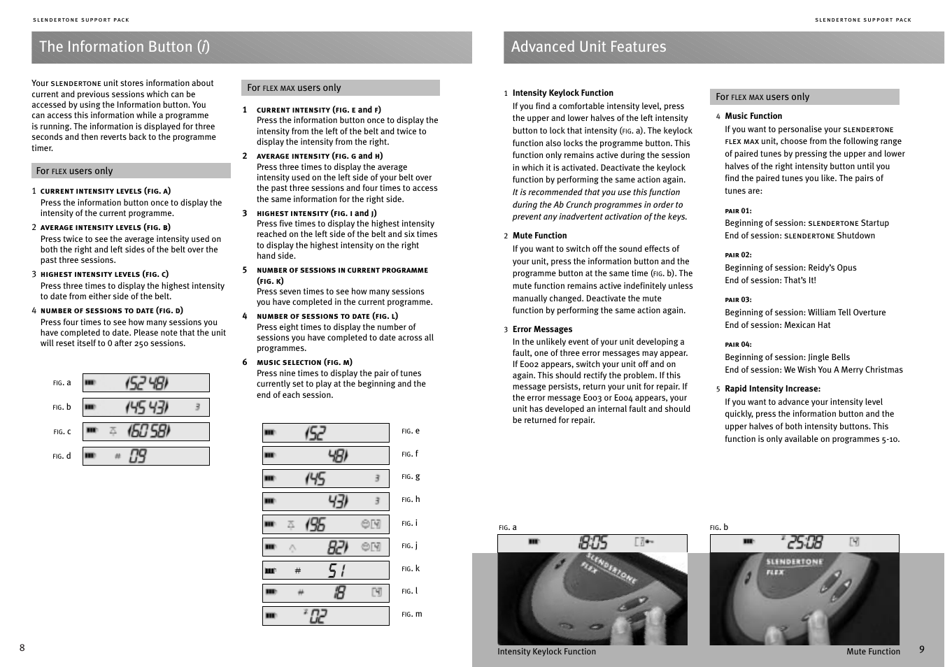 The information button ( i ), Advanced unit features | Activeforever Slendertone Flex Pro Unisex Abs User Manual | Page 5 / 7