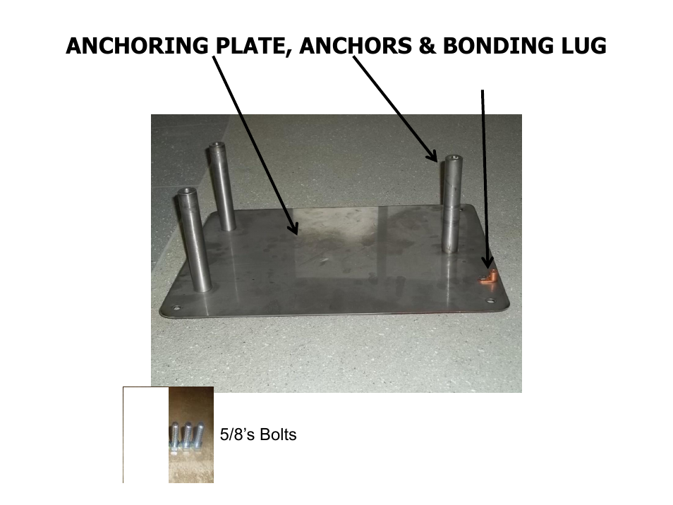 Anchoring plate, anchors & bonding lug | Activeforever Global Lift Commercial Series Portable Lift 450 User Manual | Page 4 / 8