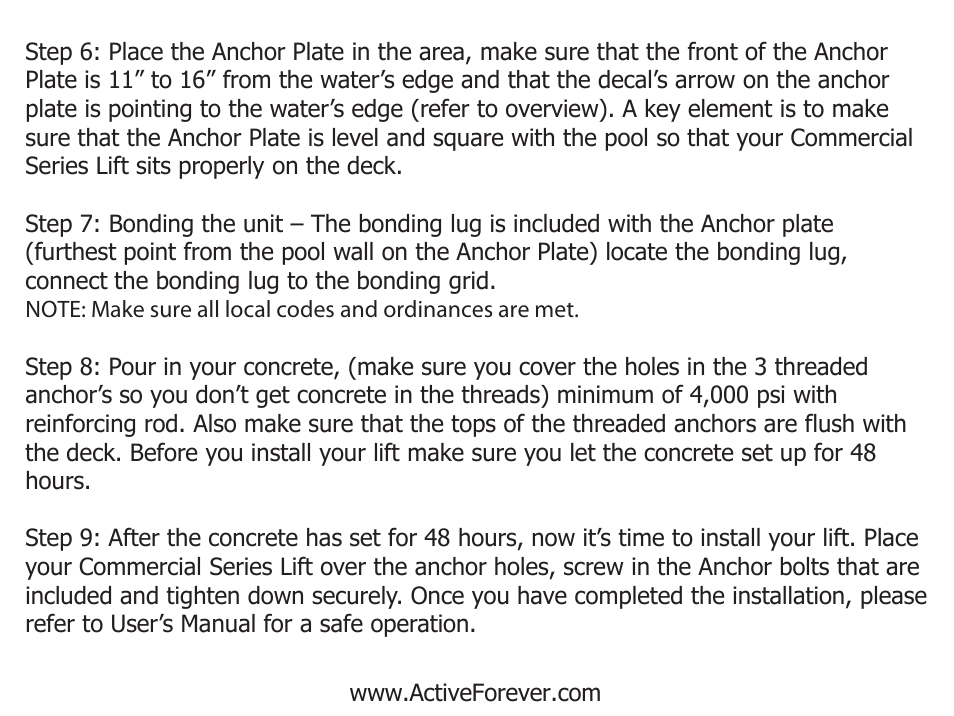 Activeforever Global Lift Commercial Series Portable Lift 450 User Manual | Page 8 / 8