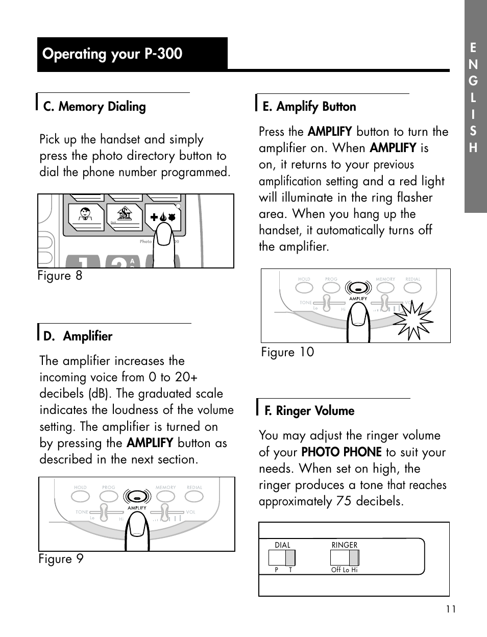 Operating your p-300 | Activeforever Ameriphone P-300 Amplified Photo Phone User Manual | Page 13 / 25