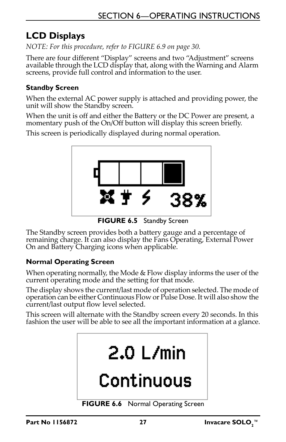 Lcd displays | Activeforever Invacare SOLO2 Portable Oxygen Concentrator User Manual | Page 27 / 49