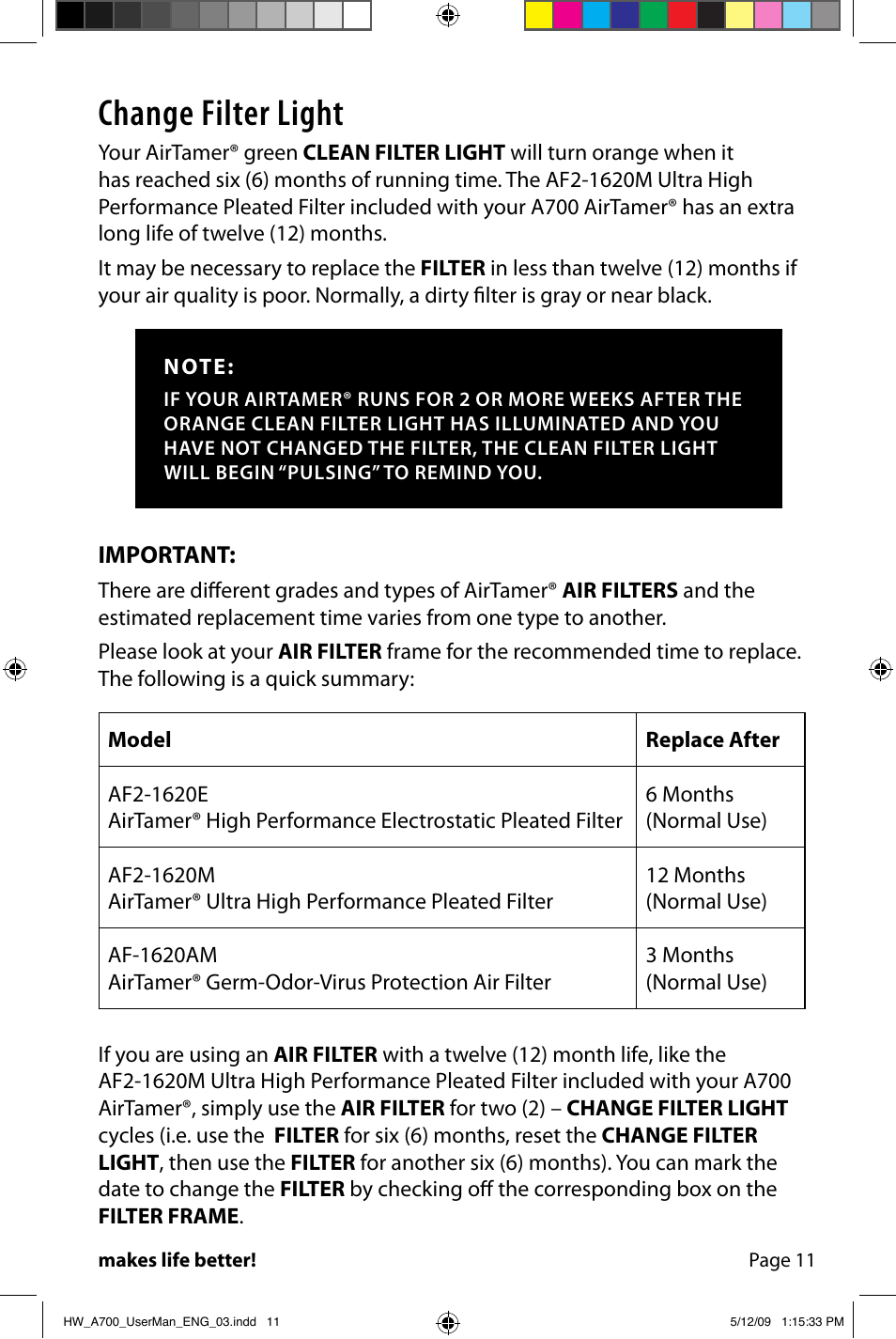 Change filter light | Activeforever FilterStream AirTamer Ultra High Efficiency Air Purifier User Manual | Page 13 / 24