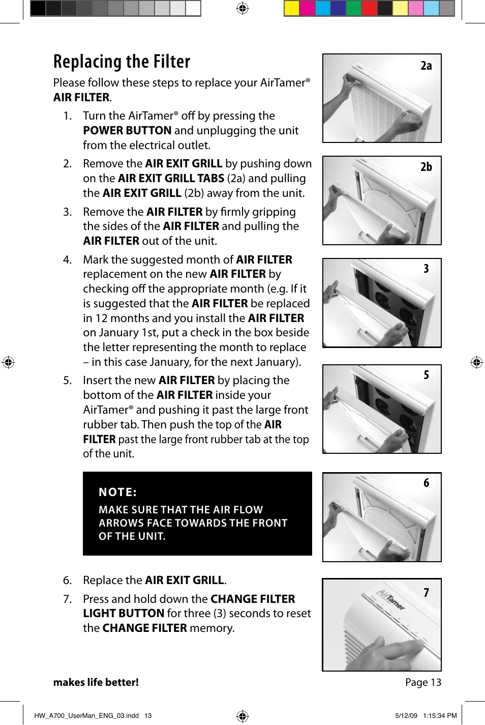 Replacing the filter | Activeforever FilterStream AirTamer Ultra High Efficiency Air Purifier User Manual | Page 15 / 24