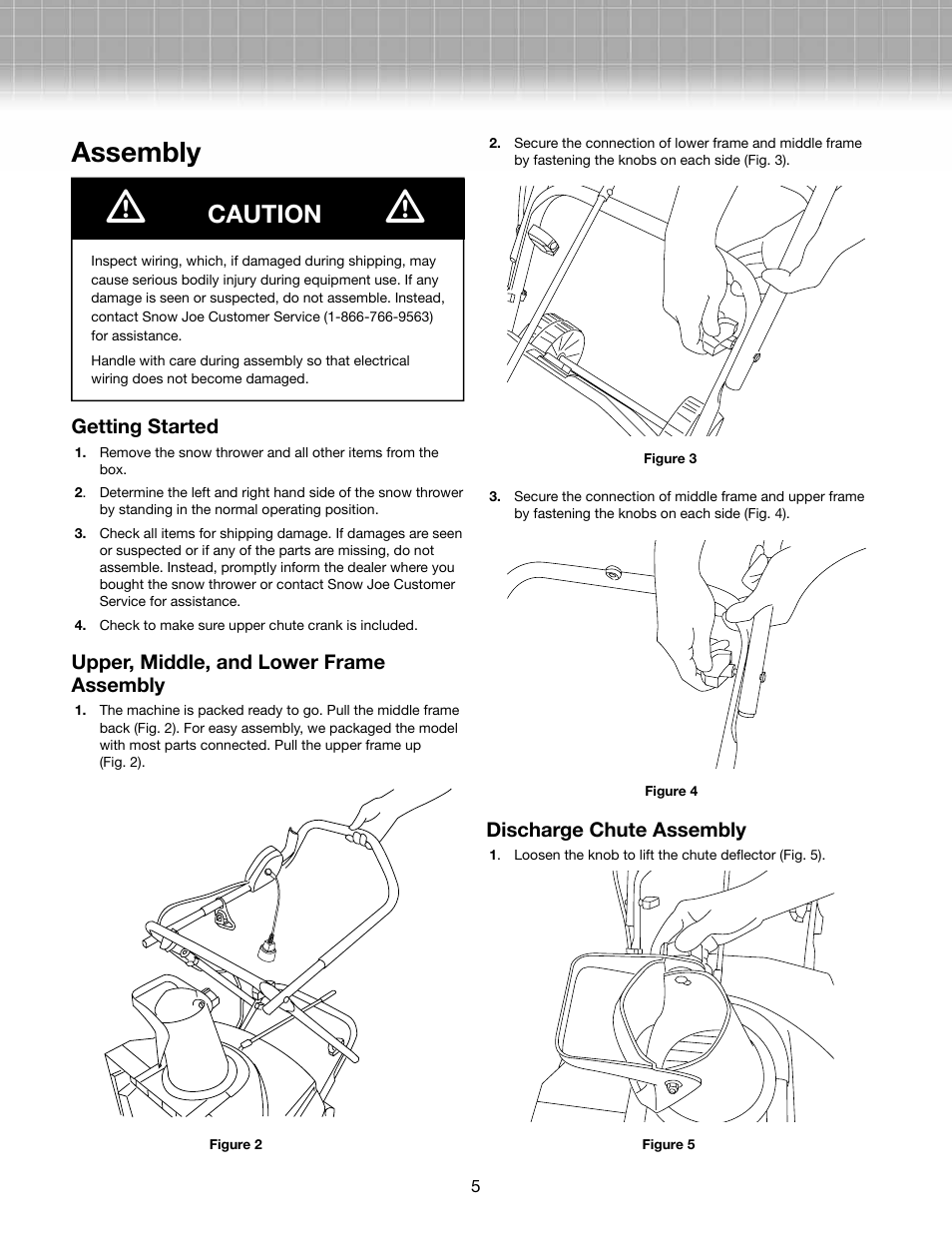 Assembly, Caution | Activeforever Snow Joe Ultra 13.5 Amp Electric Snow Thrower User Manual | Page 5 / 14