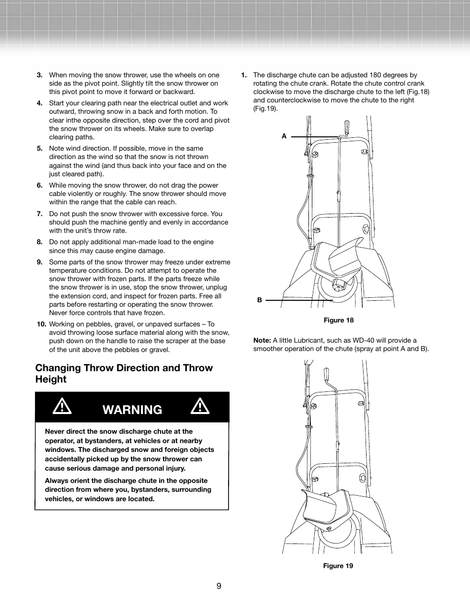 Warning | Activeforever Snow Joe Ultra 13.5 Amp Electric Snow Thrower User Manual | Page 9 / 14