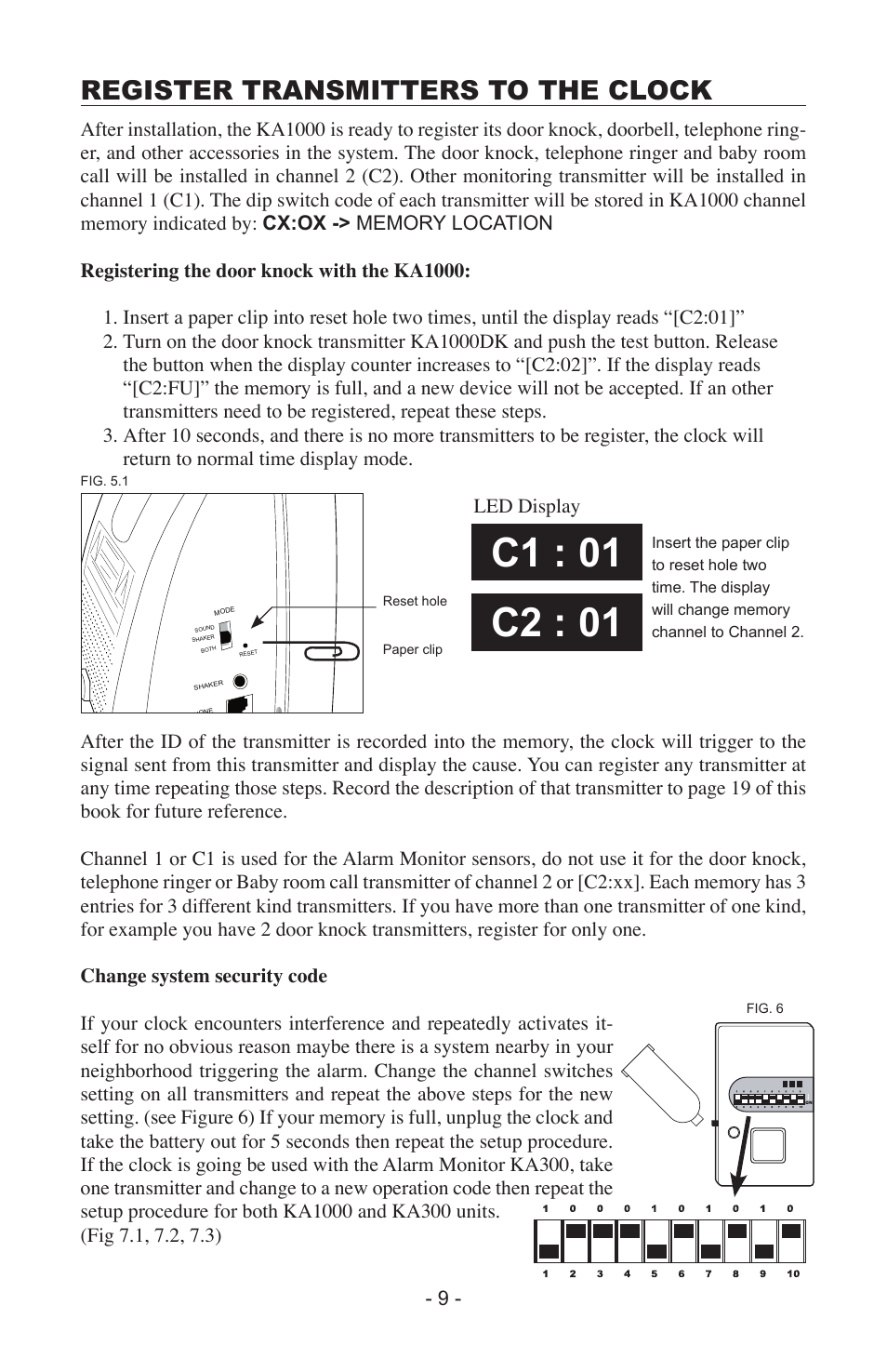 Register transmitters to the clock | Activeforever Krown Dual Alarm Clock with Alerting System User Manual | Page 9 / 17