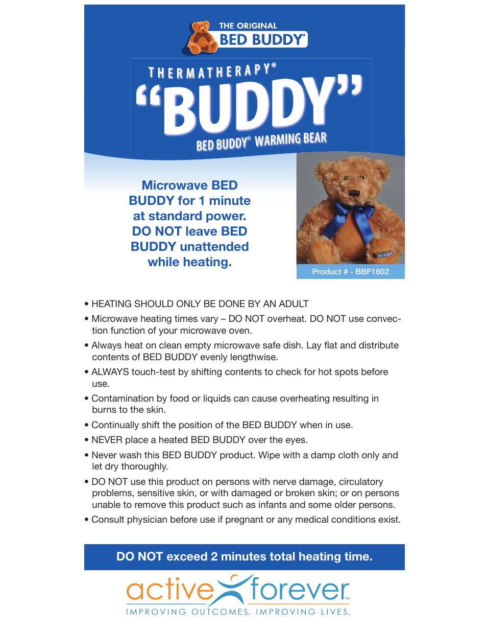 Activeforever Buddy the Bed Buddy Warming Bear User Manual | 1 page