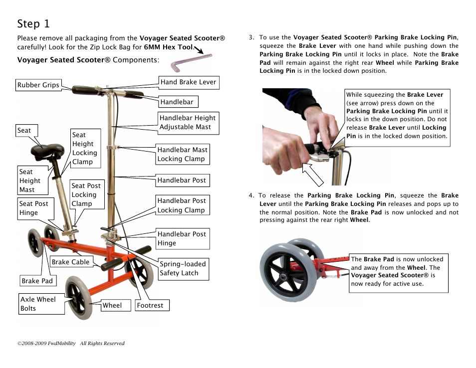 Step 1 | Activeforever Forward Mobility Voyager Scooter User Manual | Page 2 / 4