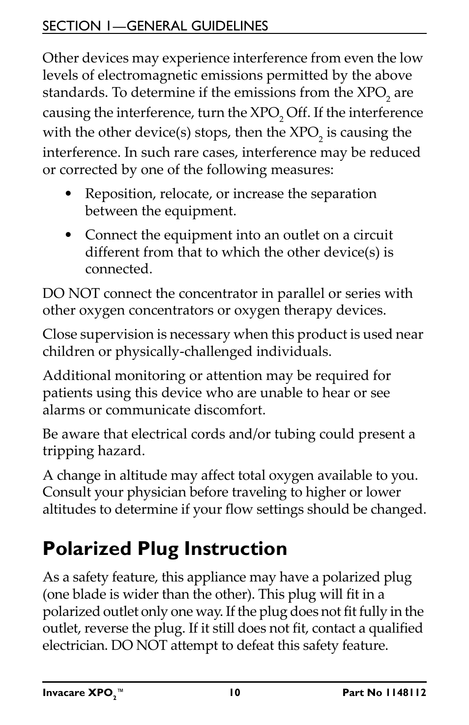 Polarized plug instruction | Activeforever Invacare XPO2 Portable Oxygen Concentrator User Manual | Page 10 / 47