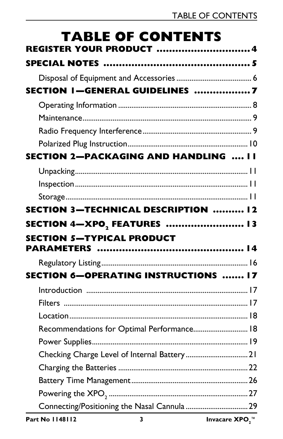 Activeforever Invacare XPO2 Portable Oxygen Concentrator User Manual | Page 3 / 47