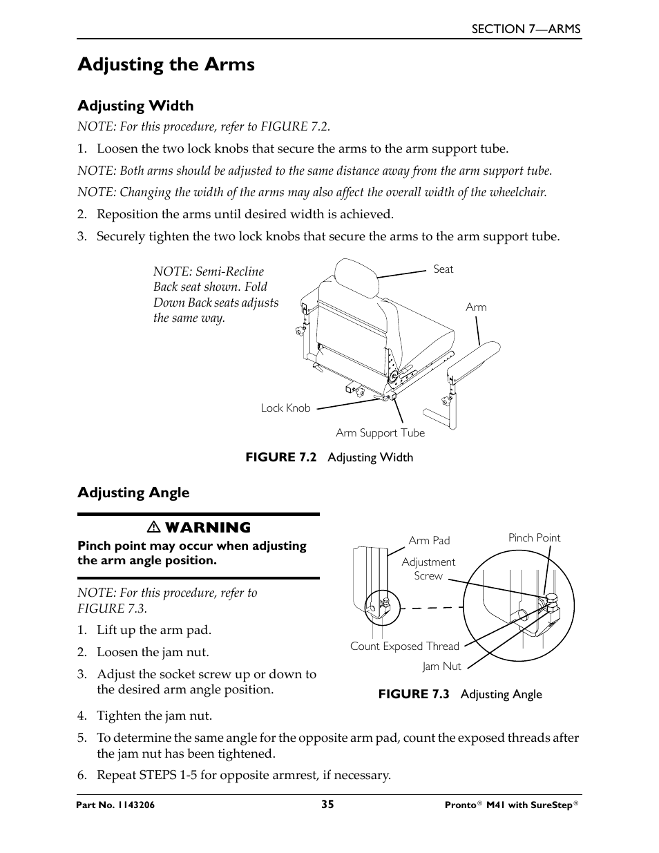 Adjusting the arms | Activeforever Invacare Pronto M41 Power Wheelchair with Semi Recline Seat User Manual | Page 35 / 69