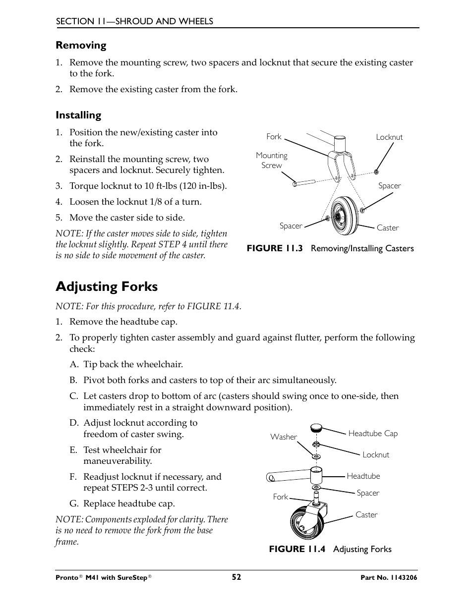 Adjusting forks | Activeforever Invacare Pronto M41 Power Wheelchair with Semi Recline Seat User Manual | Page 52 / 69