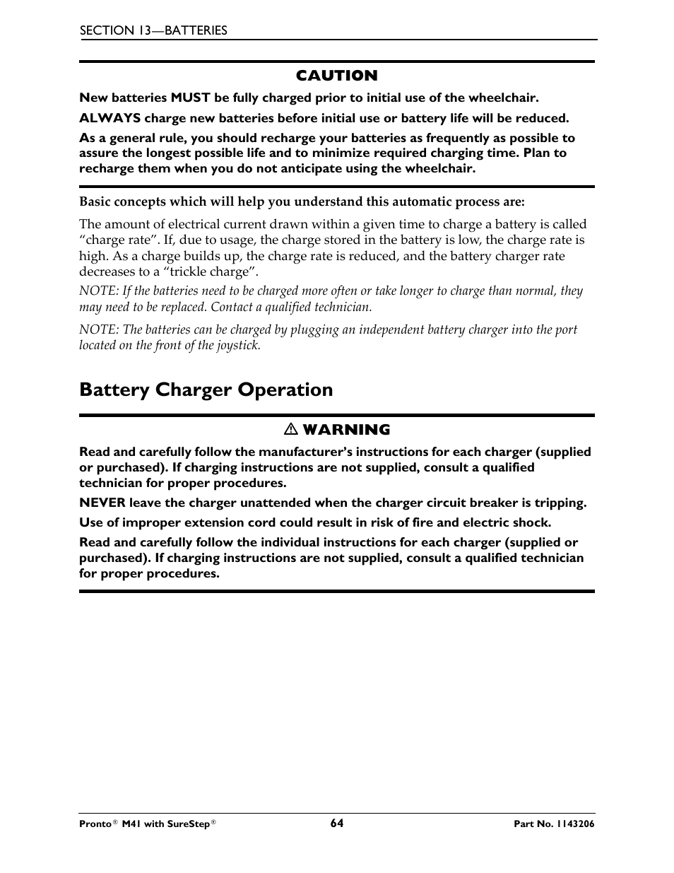 Battery charger operation | Activeforever Invacare Pronto M41 Power Wheelchair with Semi Recline Seat User Manual | Page 64 / 69