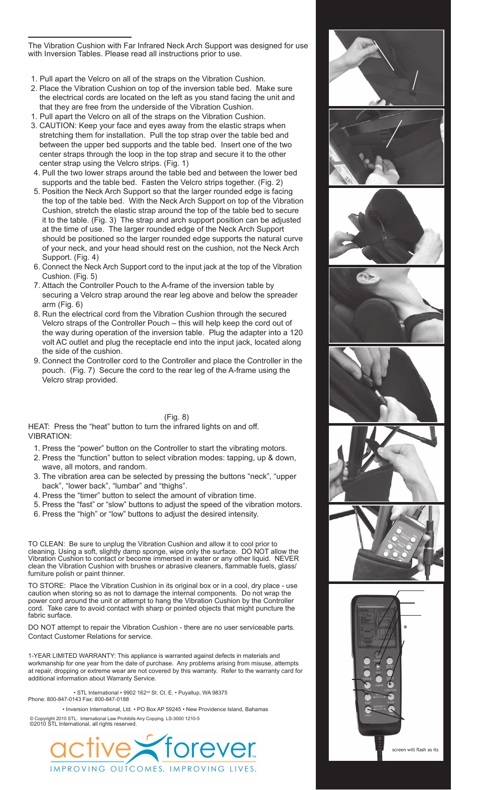 Instructions for use, Getting started, Operating controller | Maintenance | Activeforever Teeter Hang Ups Vibration Cushion User Manual | Page 2 / 2